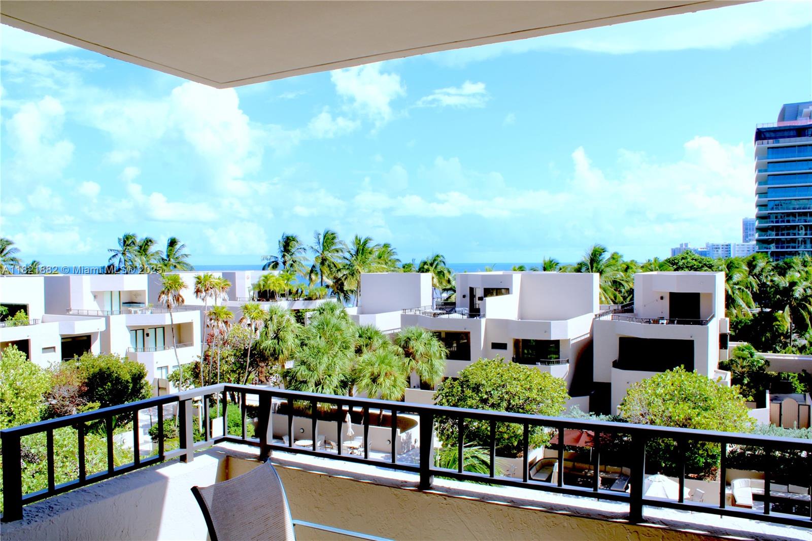 a view of a city from a balcony