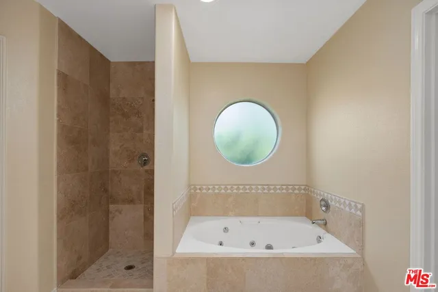 a bathroom with a bath tub and a shower
