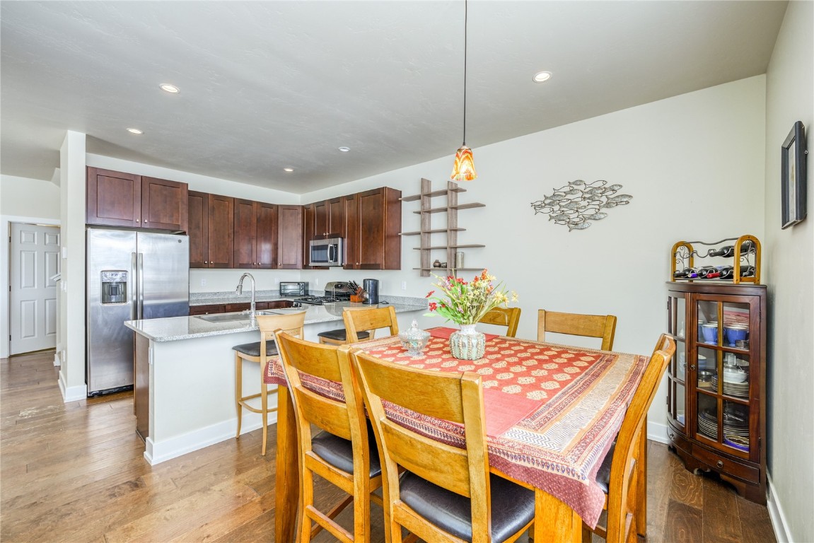 29 Haymaker Street, Unit 2B Silverthorne, CO 80498 - Photo 26 of 28 Dining area with light wood finished floors, baseboards, and recessed lighting