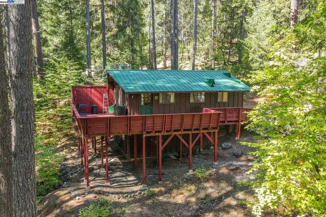 an outdoor space with furniture
