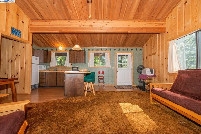 a living room with a couch and a table