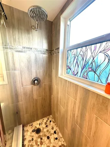 a bathroom with a shower