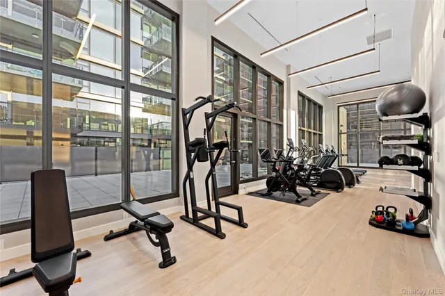 a view of a room with gym equipment