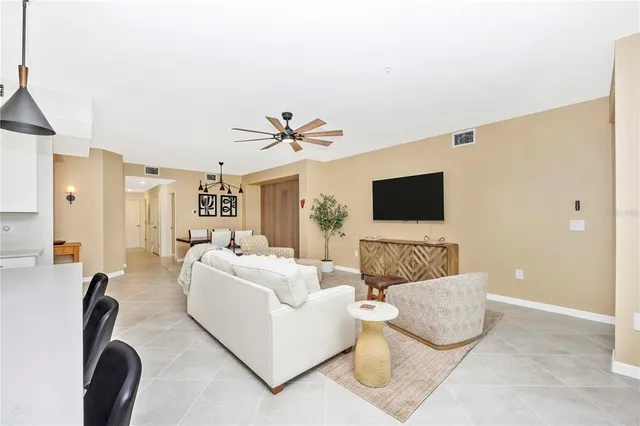 a bedroom with a bed and a table