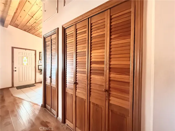 a view of a bathroom with a glass door