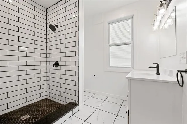 a bathroom with a shower