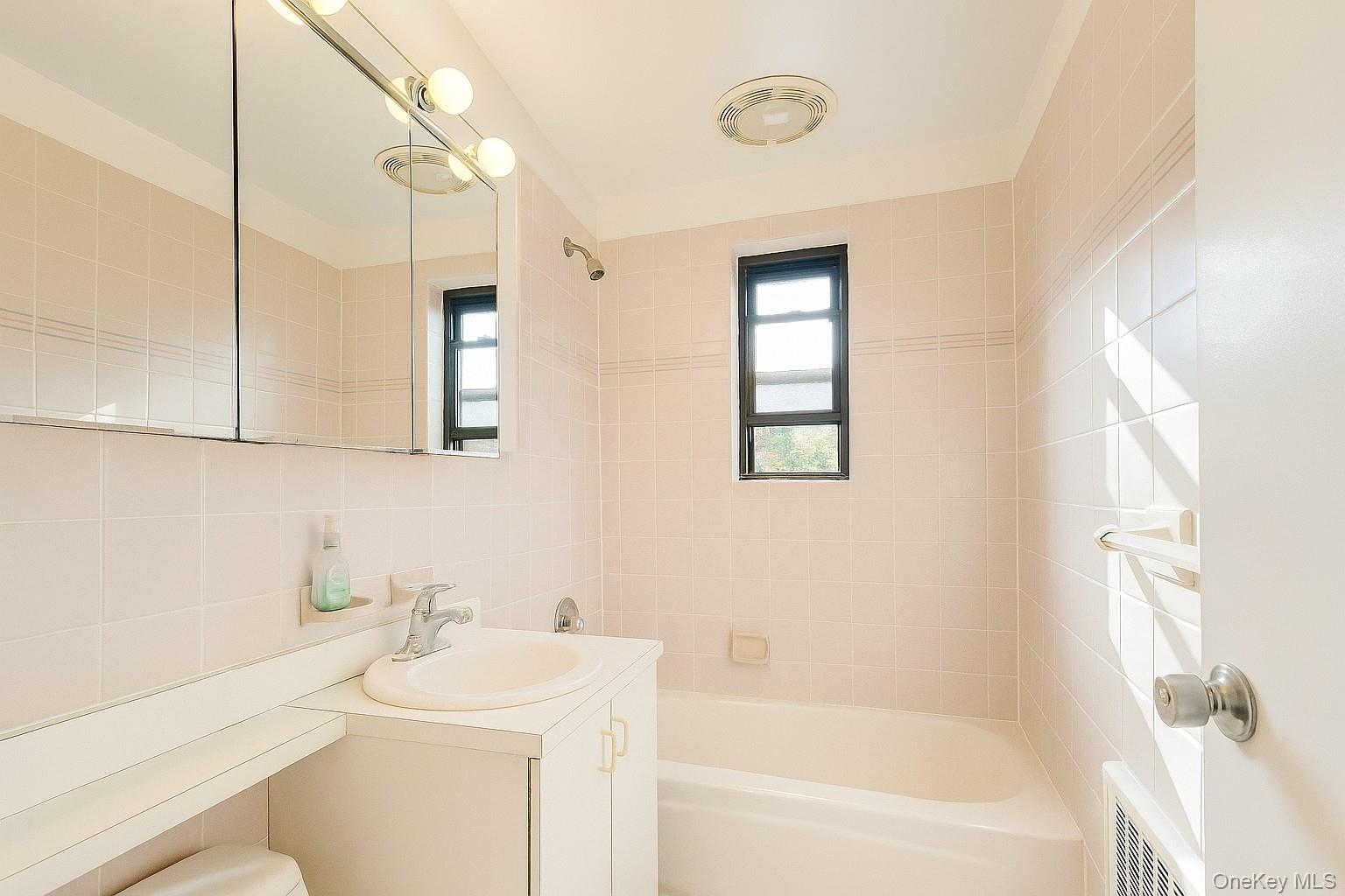 7 Terrace, Unit 3H Great Neck, NY 11021 - Photo 16 of 37 a bathroom with a sink a toilet and a bathtub