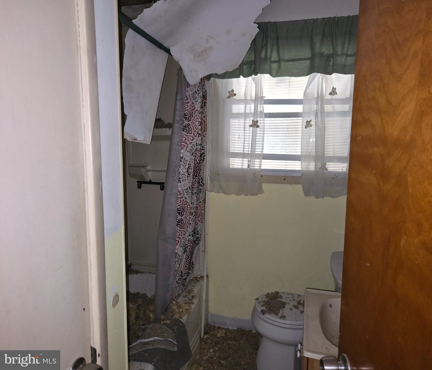 2434 Green Street Chester, PA 19013 - Photo 13 of 21 a bathroom with a toilet and a shower curtain
