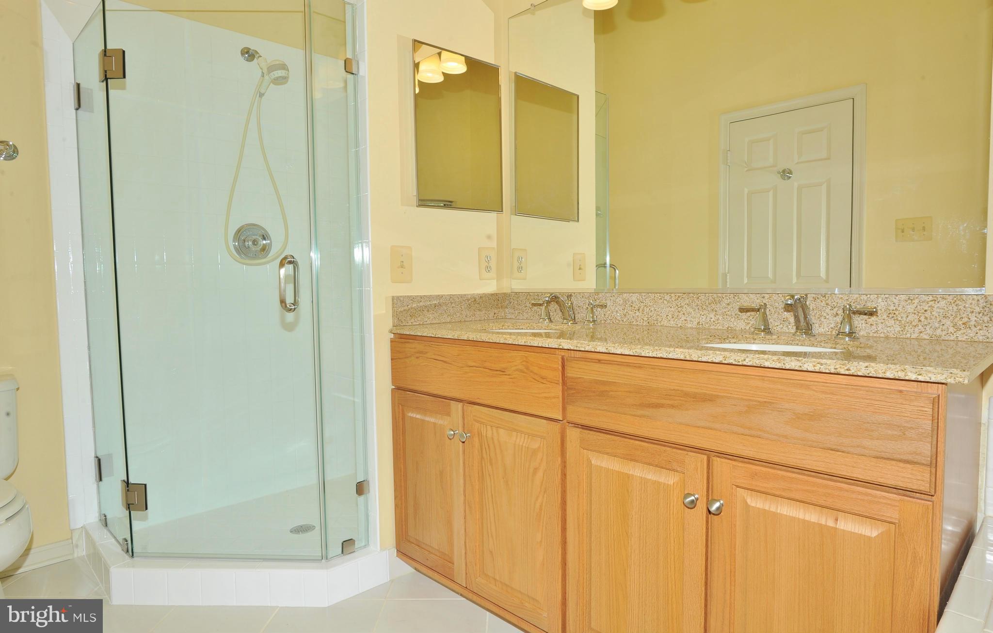 5700 Clapham Road Alexandria, VA 22315 - Photo 23 of 30 a bathroom with a granite countertop sink and a mirror