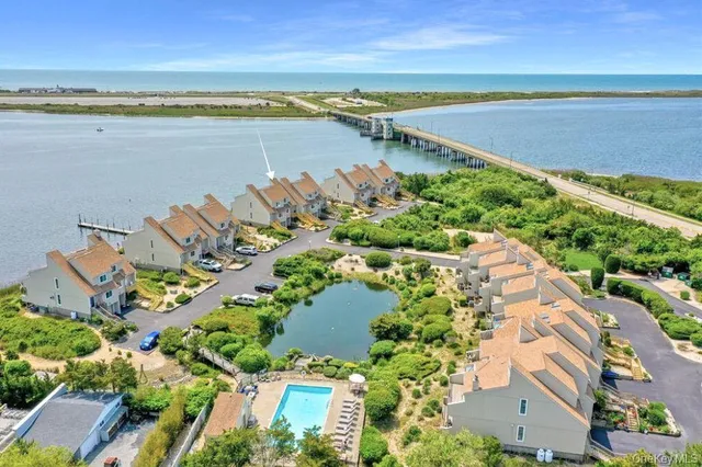 an aerial view of beach and ocean view