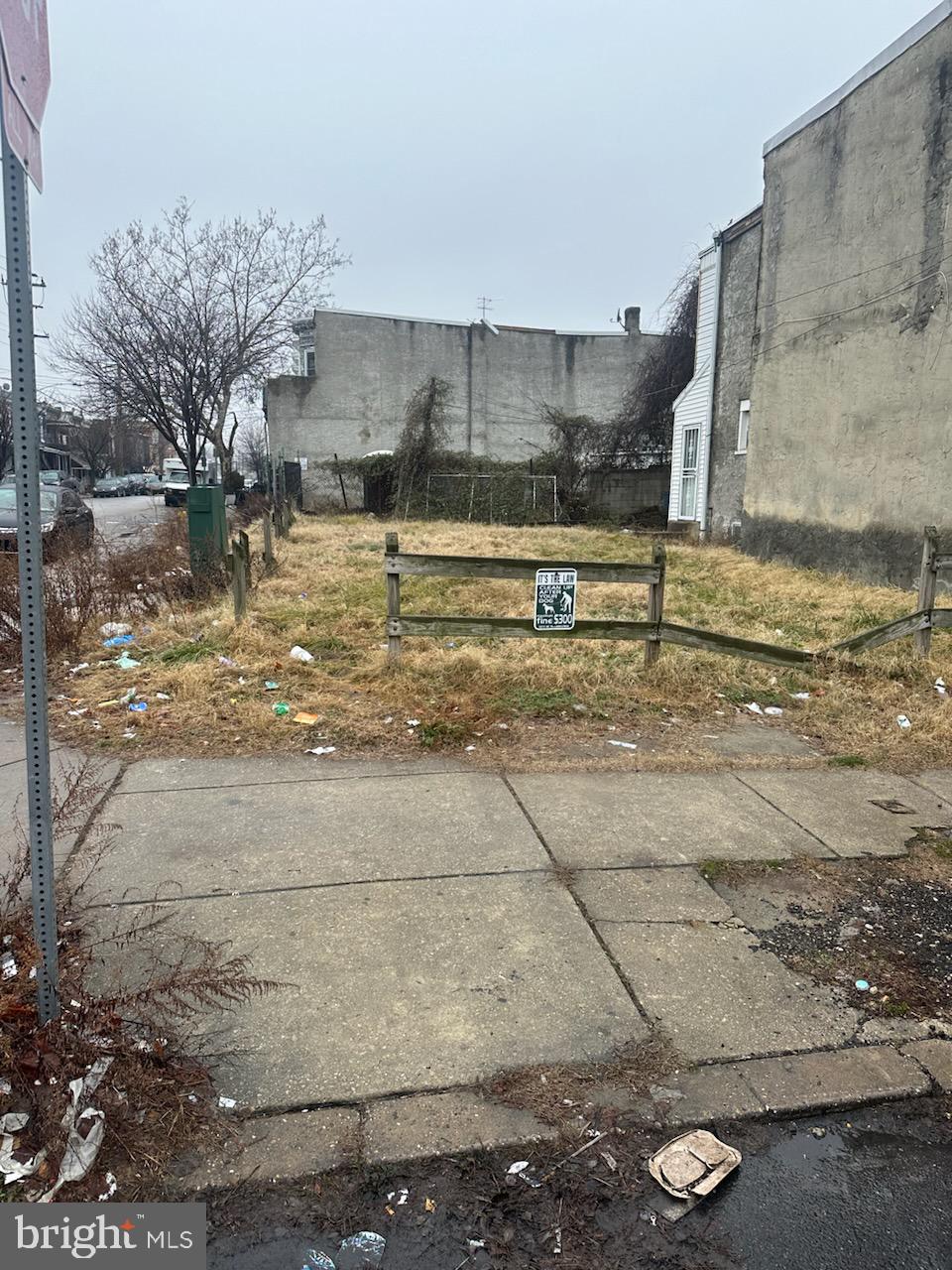 a view of a yard with an empty space