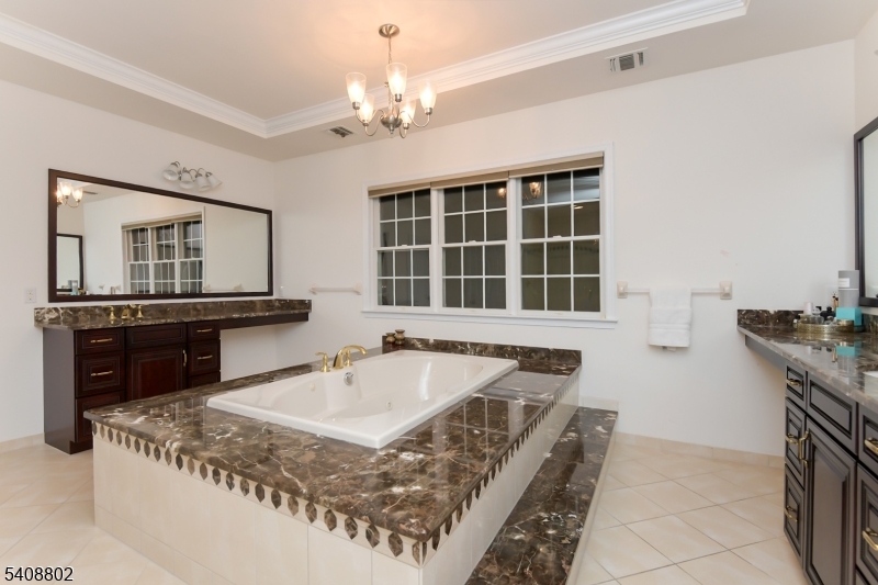 10 Raker Court Hillsborough, NJ 08844 - Photo 33 of 44 a spacious bathroom with a granite countertop sink and a mirror