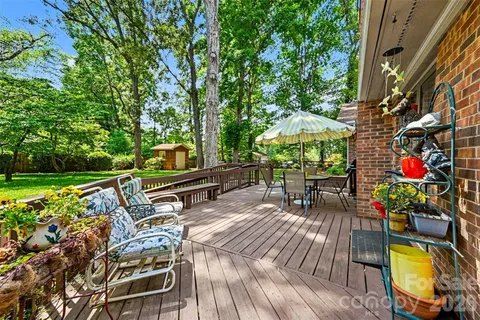 an outdoor space with seating