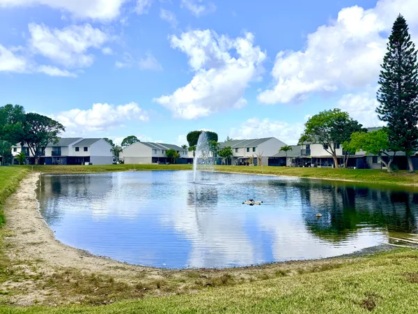 a view of a lake with houses