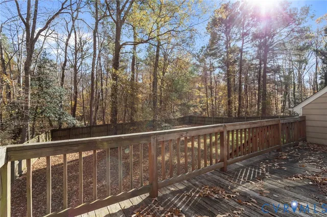 a view of a wooden roof deck