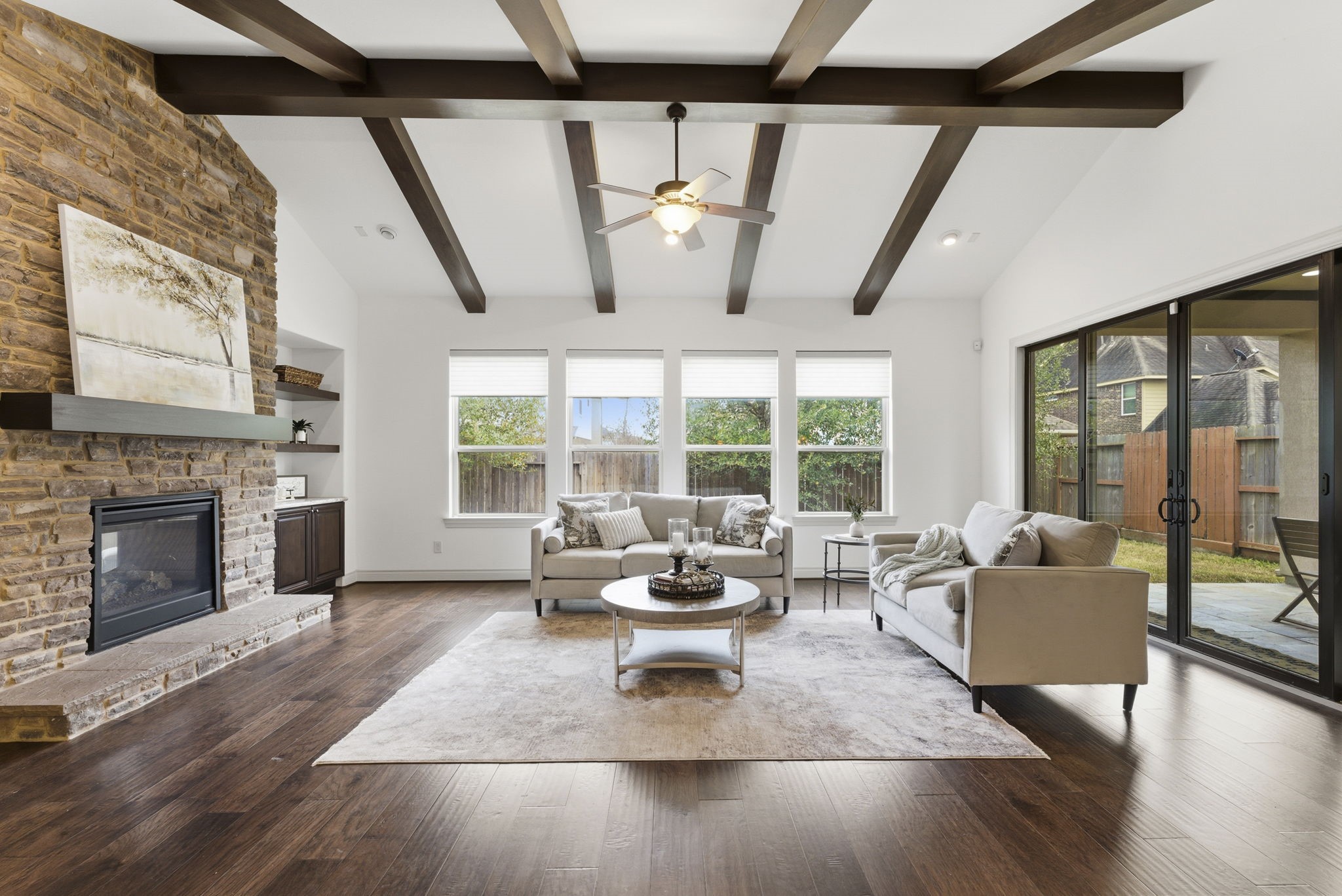 26006 Carolina Cherry Court Spring, TX 77389 - Photo 20 of 50 Spacious Family Room is with vaulted ceilings and wood beams