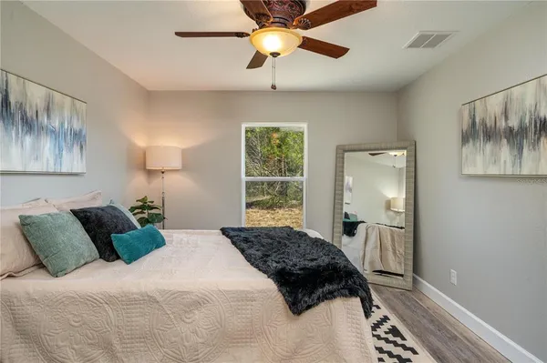 a view of a room with racks on the wall