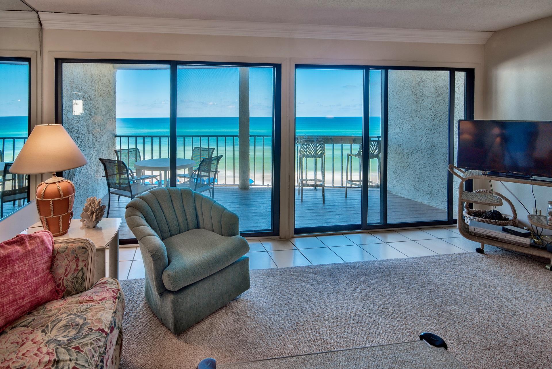 214 Blue Mountain Road, Unit 122 Santa Rosa Beach, FL 32459 - Photo 5 of 32 a living room with furniture and a flat screen tv