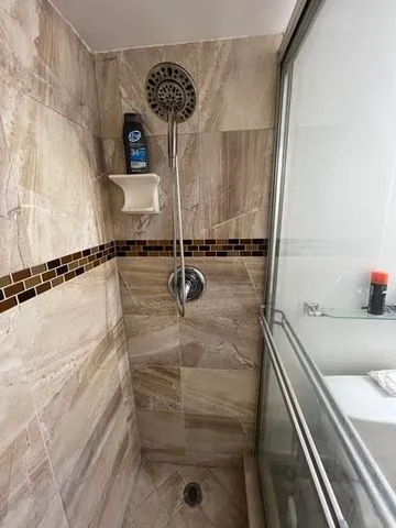 a bathroom with a shower