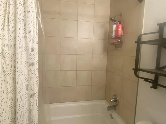 a bathroom with a bathtub