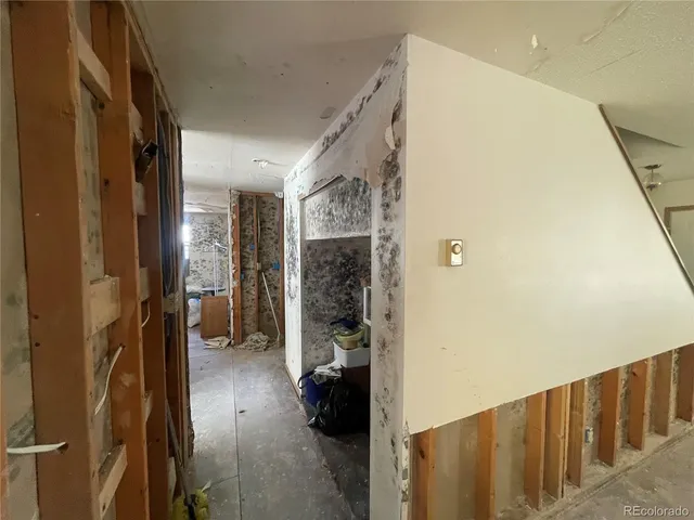 a balcony with a bench and potted plant