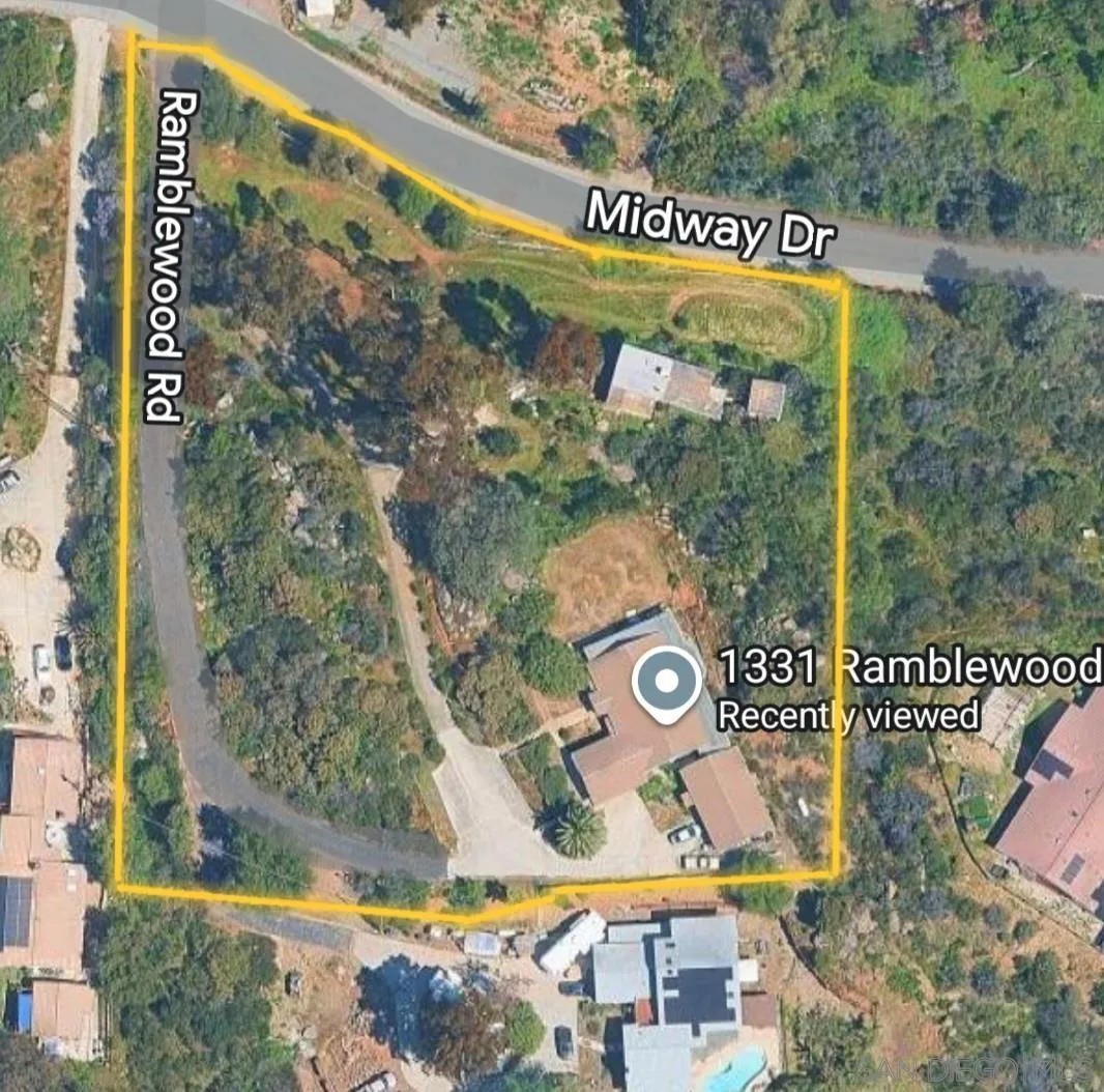 1331 Ramblewood Road Alpine, CA 91901 - Photo 52 of 53 Lot Lines are just an approximation. Lot includes both driveways and part of main road easement.
