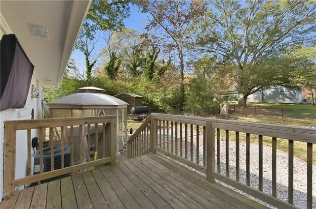 a view of a balcony with an outdoor space