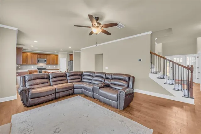 a living room with furniture