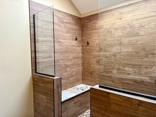 a bathroom with a shower