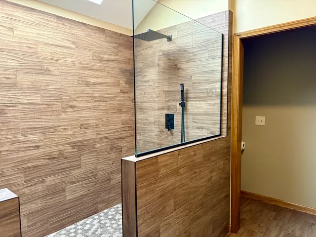 a bathroom with a shower