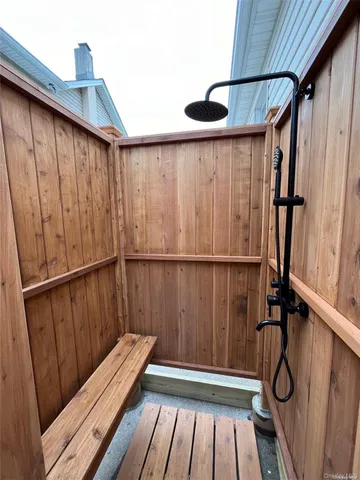 a view of wooden balcony