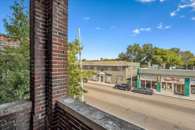 a view of balcony with a street