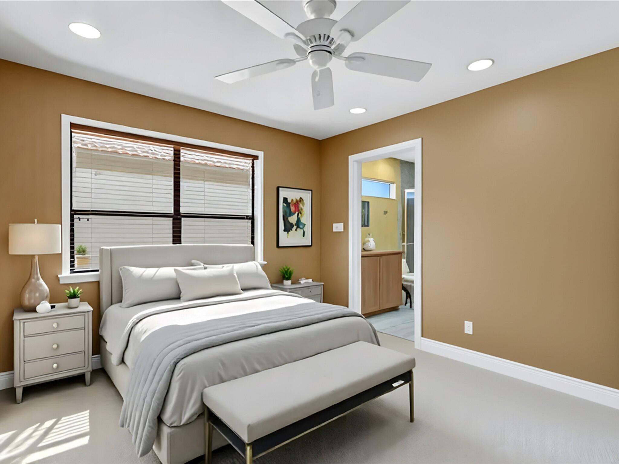 10122 Spyglass Way Boca Raton, FL 33498 - Photo 14 of 65 a bedroom with a bed and a chandelier