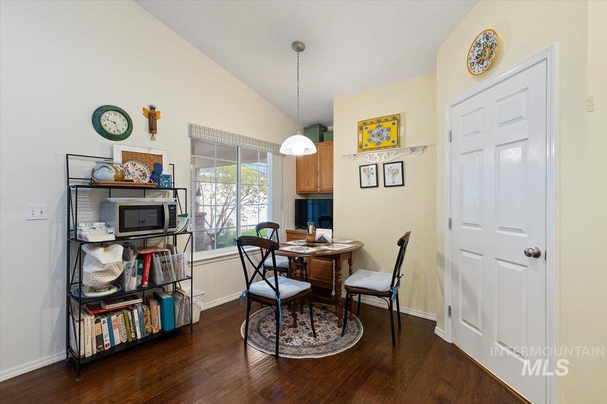 3357 West Fieldstream Lane Meridian, ID 83646 - Photo 8 of 24 Office featuring vaulted ceiling and dark wood-type flooring