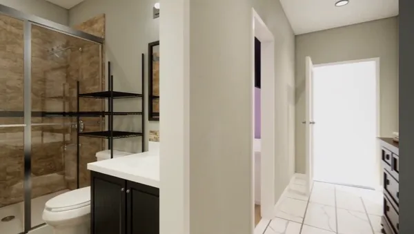 a bathroom with a shower