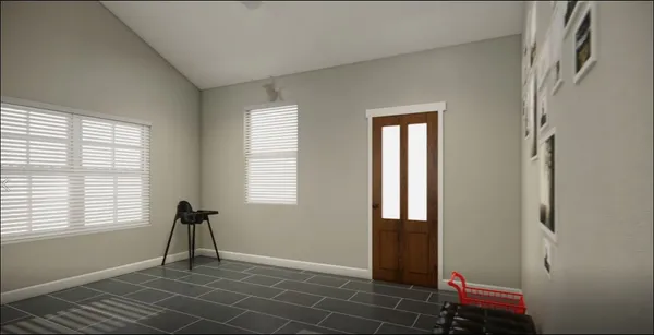 a view of hallway with shower