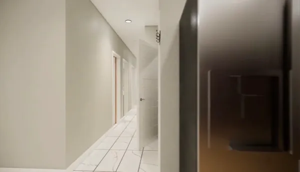 a view of hallway with stairs