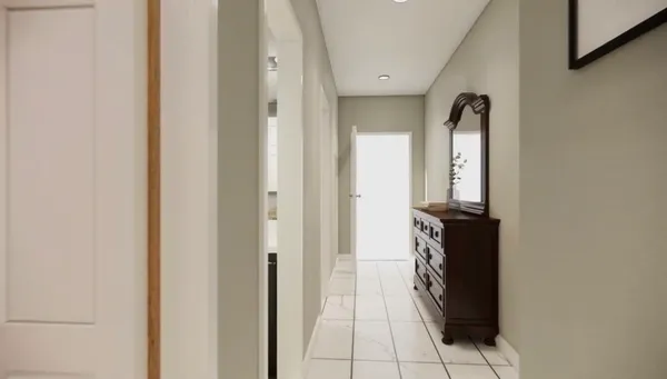 a view of hallway with shower