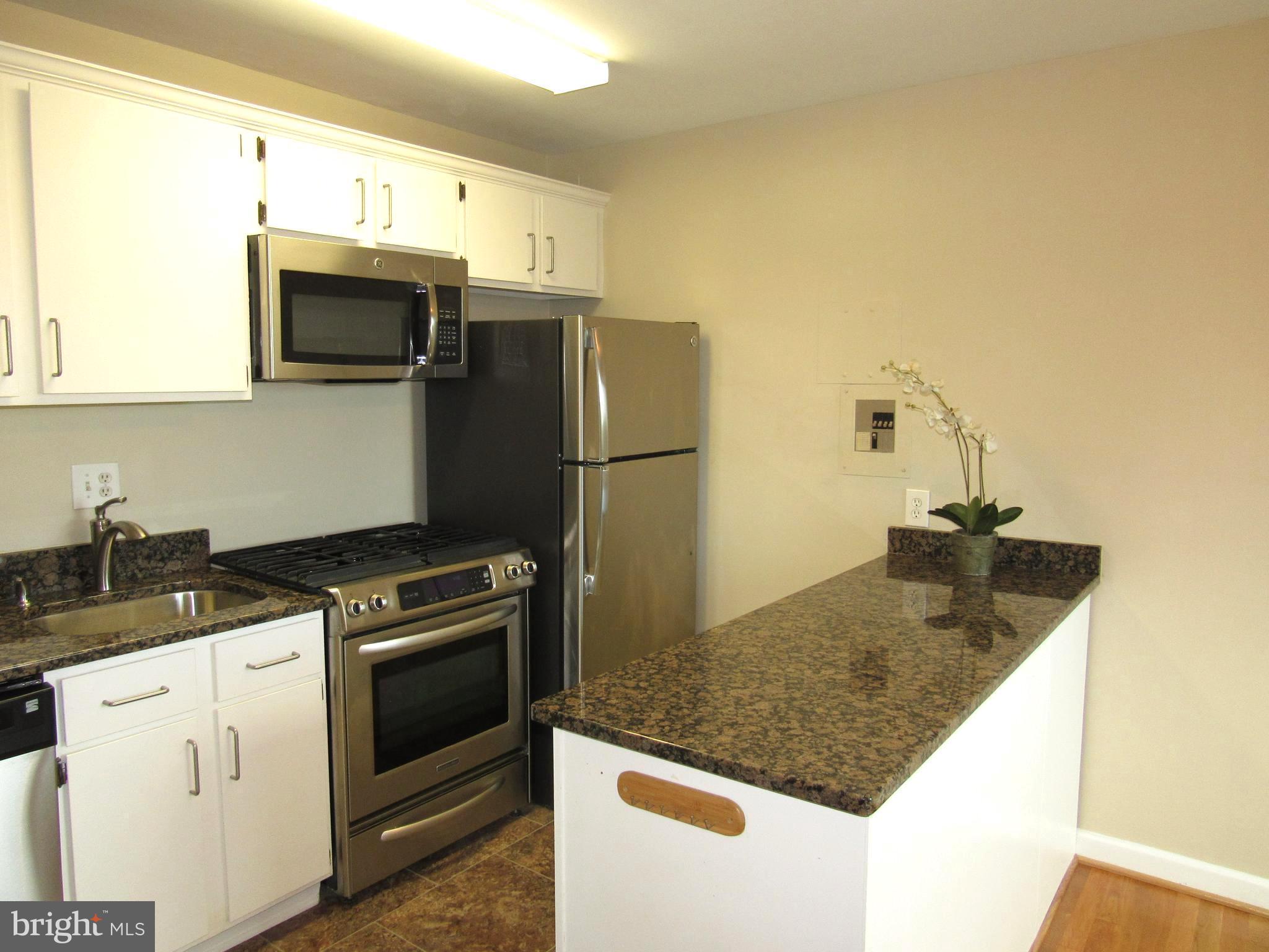 1300 South Arlington Ridge Road, Unit 617 Arlington, VA 22202 - Photo 8 of 25 a kitchen with granite countertop a sink stove and refrigerator