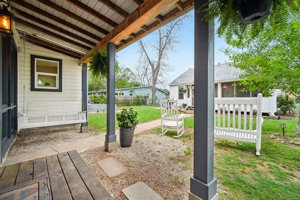 a house view with a backyard space