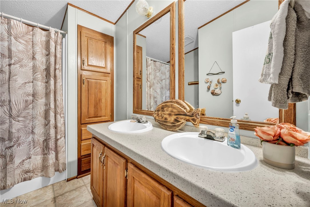 27202 Cook Road, Unit 95 Olmsted Falls, OH 44138 - Photo 27 of 46 Full bath featuring double vanity and shower / bath combination with curtain