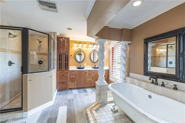 a view of a room with racks on the wall