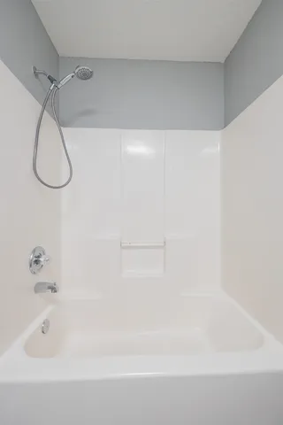 a bathroom with a bathtub