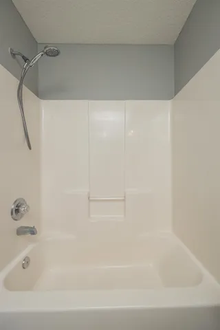 a bathroom with a bathtub