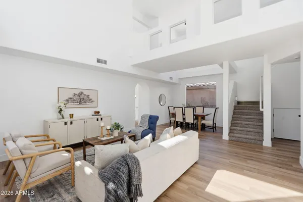 a living room with furniture