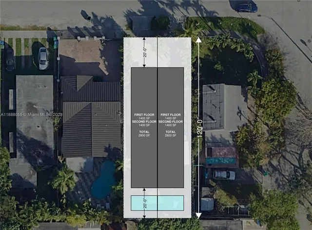 an aerial view of a house