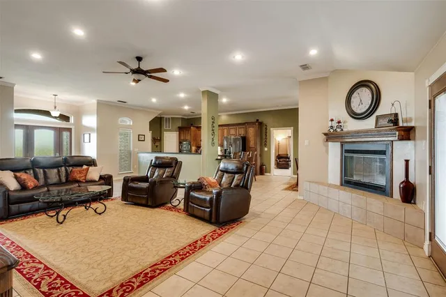 a living room with furniture