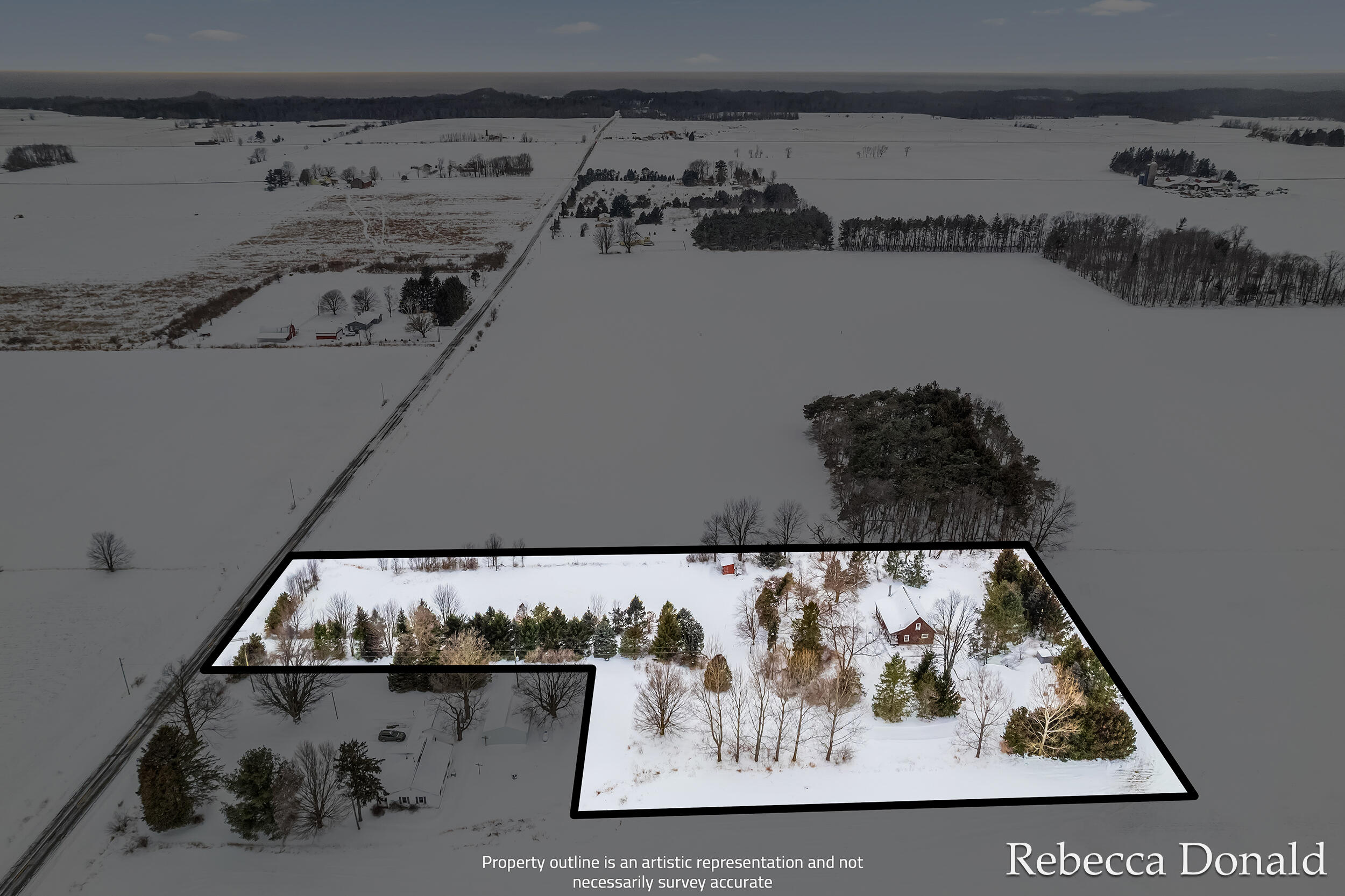 6676 Fruitvale Road Montague, MI 49437 - Photo 5 of 33 Aerial - parcel outline -6676 Fruitvale