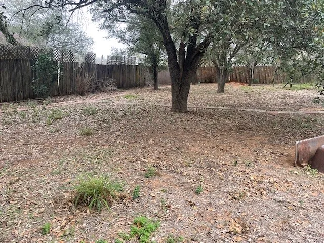 a street view with wooden fence