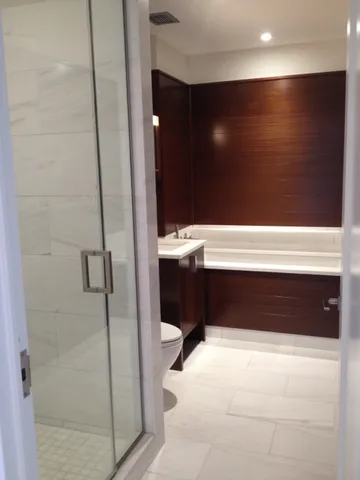 a bathroom with a bathtub
